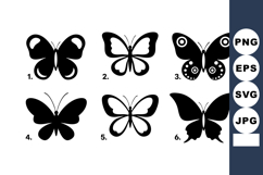 Butterfly silhouettes vector collection with six unique wing Product Image 1