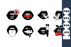Black lips with candy, lollipop, camera, tongue, paintbrush, Product Image 1