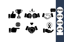 Hand Gestures Icons for Agreement, Success, Support, and Com Product Image 1