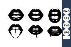 of black lips with different expressions showing tongue, dro Product Image 1