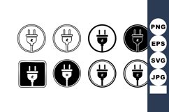 Electric plug icons in black and white line art style for t Product Image 1