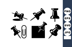 Push Pins and Paper Clip Vector Icons with Various Angles a Product Image 1