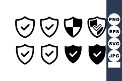 Shield and checkmark icons with various styles black and wh Product Image 1