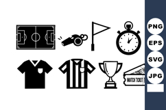 Soccer icons with field whistle flag stopwatch jersey troph Product Image 1