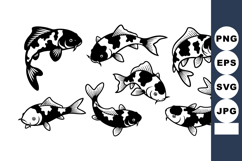 Koi Fish Vector with Black and White Pattern Designs for Aq Product Image 1