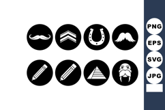 of classic black and white icon vectors featuring mustache, Product Image 1