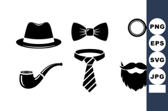 Classic mens accessories including fedora hat bow tie pipe n Product Image 1