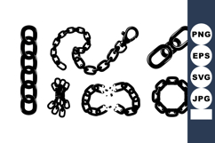 Various chain link designs black silhouette vector with bro Product Image 1