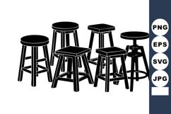 of six wooden and metal stools with square and round seats i Product Image 1