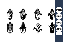 Corn icons vector with various styles of maize cob and husk Product Image 1
