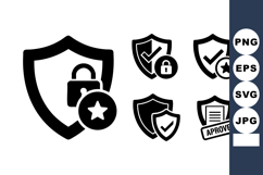 Security shield icon with lock check approved badge vector Product Image 1
