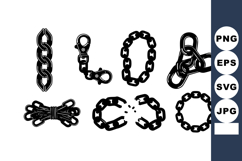 Various black chain link shapes and clasps vector with brok Product Image 1