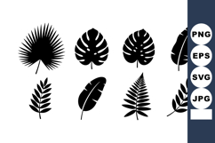 Tropical leaves silhouette with palm and monstera leaves ve Product Image 1