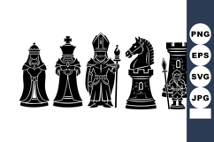 Chess pieces vector featuring queen king bishop knight rook Product Image 1