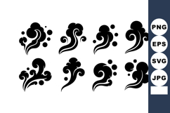 Decorative black smoke swirls vector with abstract curling Product Image 1