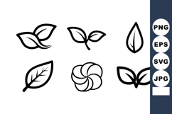 Simple black outline leaf icons vector with various shapes Product Image 1