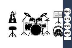 Drum with metronome headphones music stand and drum stool v Product Image 1