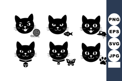 Black cat faces with playful accessories and animal companio Product Image 1