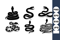 Black and white snake silhouettes vector with coiled and st Product Image 1