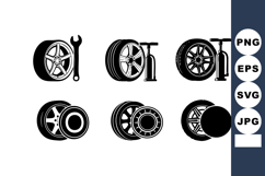 Car wheels and tire change tools vector with wrench and tir Product Image 1