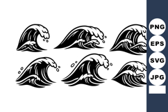 Ocean waves vector with dynamic water splash design black a Product Image 1