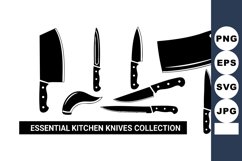 Essential kitchen knives collection silhouette for cooking Product Image 1