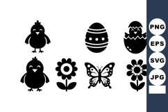 Easter chicks eggs butterfly flowers spring holiday celebrat Product Image 1