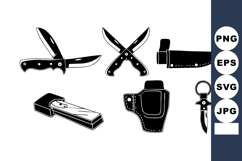 Black silhouette knives and pocket tools vector collection w Product Image 1