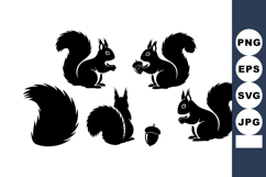 Squirrel silhouette vector with acorn and tail isolated on Product Image 1