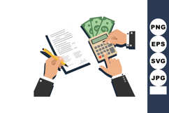 Business hands calculating finances with calculator and cont Product Image 1