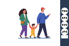 Family walking together holding hands with child between mot Product Image 1