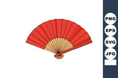 Red folding hand fan traditional accessory for cooling and d Product Image 1