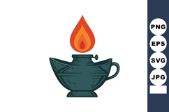 Ancient oil lamp with bright flame vector illustration for h Product Image 1