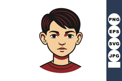 Young man avatar with short dark hair and red highlights in Product Image 1