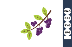 Purple berries on green leafy branch vector illustration wit Product Image 1