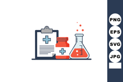 Medical clipboard with prescription bottle and chemistry fla Product Image 1