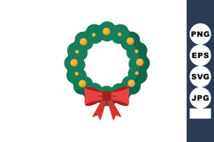 Christmas wreath with red bow and golden ornaments festive h Product Image 1