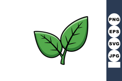 Green leaf icon with simple outline and natural fresh appear Product Image 1
