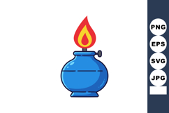 Blue oil lamp with bright red and yellow flame burning in si Product Image 1