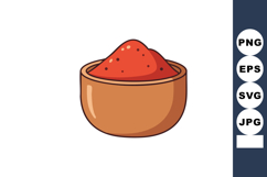Red chili powder spice in wooden bowl vector illustration fo Product Image 1