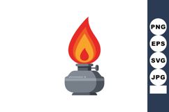 Vintage gray oil lamp with bright red and orange flame vecto Product Image 1