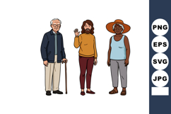 Diverse group of elderly and middle aged adults standing tog Product Image 1