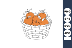 Basket filled with ripe oranges and leaves fresh fruit illus Product Image 1
