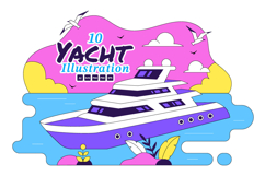 10 Luxury Yacht Tropical Illustration Product Image 1