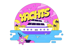 10 Luxury Yacht Tropical Illustration Product Image 4