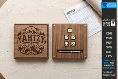 3D Wooden and Leather Yahtzy Laser Cu | Storage Case | CNC Product Image 1