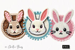 Faux Yarn Easter Bunny Badge Clipart | Easter PNG Product Image 1
