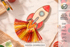 Yarn Lacing Toy Laser Cut. Yarn Decoration. Rocket SVG Product Image 1