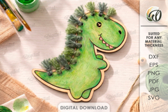 Yarn Lacing Toy Laser Cut. Yarn Decoration. Dino SVG Product Image 1