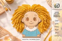 Yarn lacing Toy Laser Cut. Yarn Decoration. Girl SVG Product Image 1